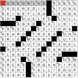 Answer grid for Los Angeles Times 1/10/26 crossword by Amanda Cook